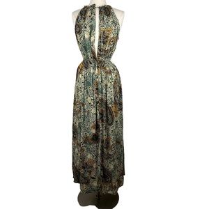 Zara Multicolor Paisley Sleeveless Halter Cutout Maxi Sz XL